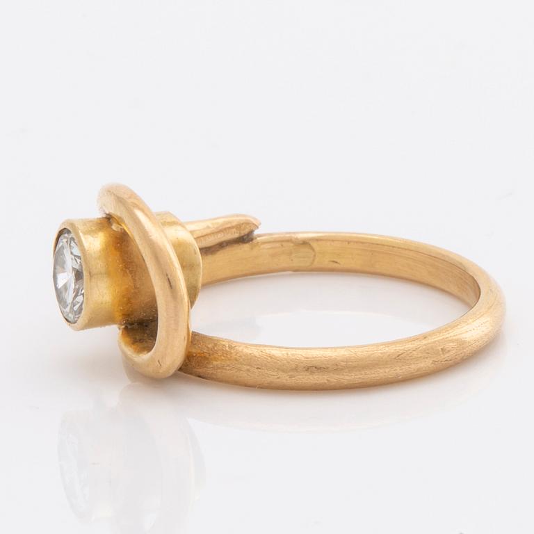 RING 18k gold 1 brilliant-cut diamond 0,47 ct inscribed, ca H-I VS.