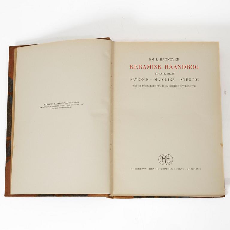 Three books, Emil Hannover, Keramisk Handboog, Copenhagen 1923.