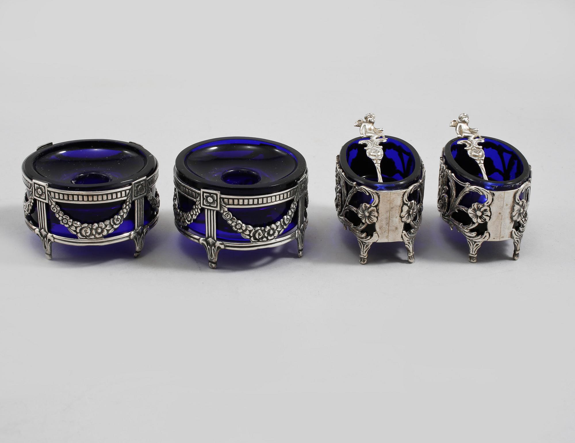 PARTI SILVER, 5 delar, Sverige, 1900-talets andra hälft, vikt exklusive glas 136 gram.