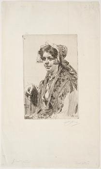 ANDERS ZORN, etching, 1910, signed with pencil.