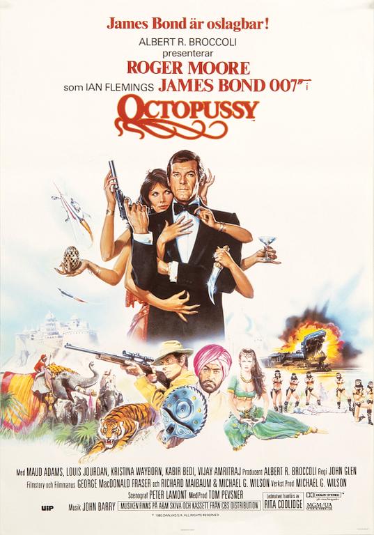 Filmaffisch James Bond "Octopussy" 1983 svensk förstautgåva.
