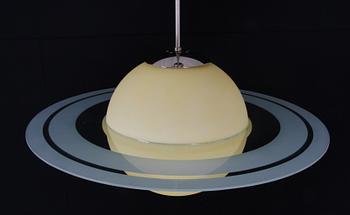 TAKLAMPA, Saturnusmodell, 1900/2000-tal. H 67, diam 60.