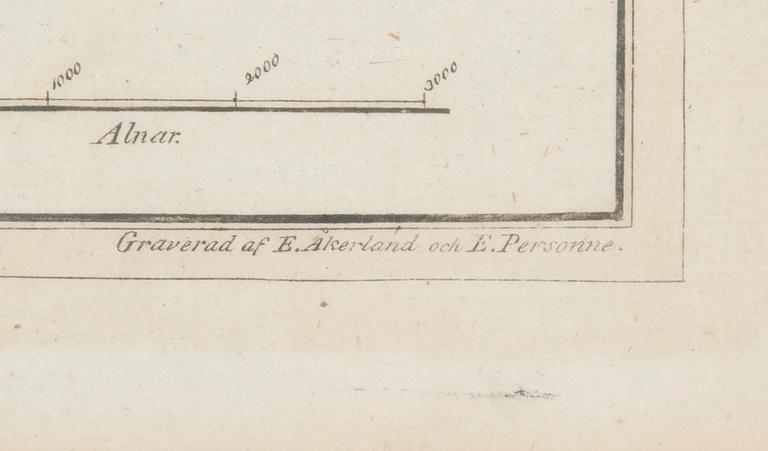 KARTA, Helsingfors och Sveaborg Utifven 1808, graverad af E. Åkerland och E. Personne.