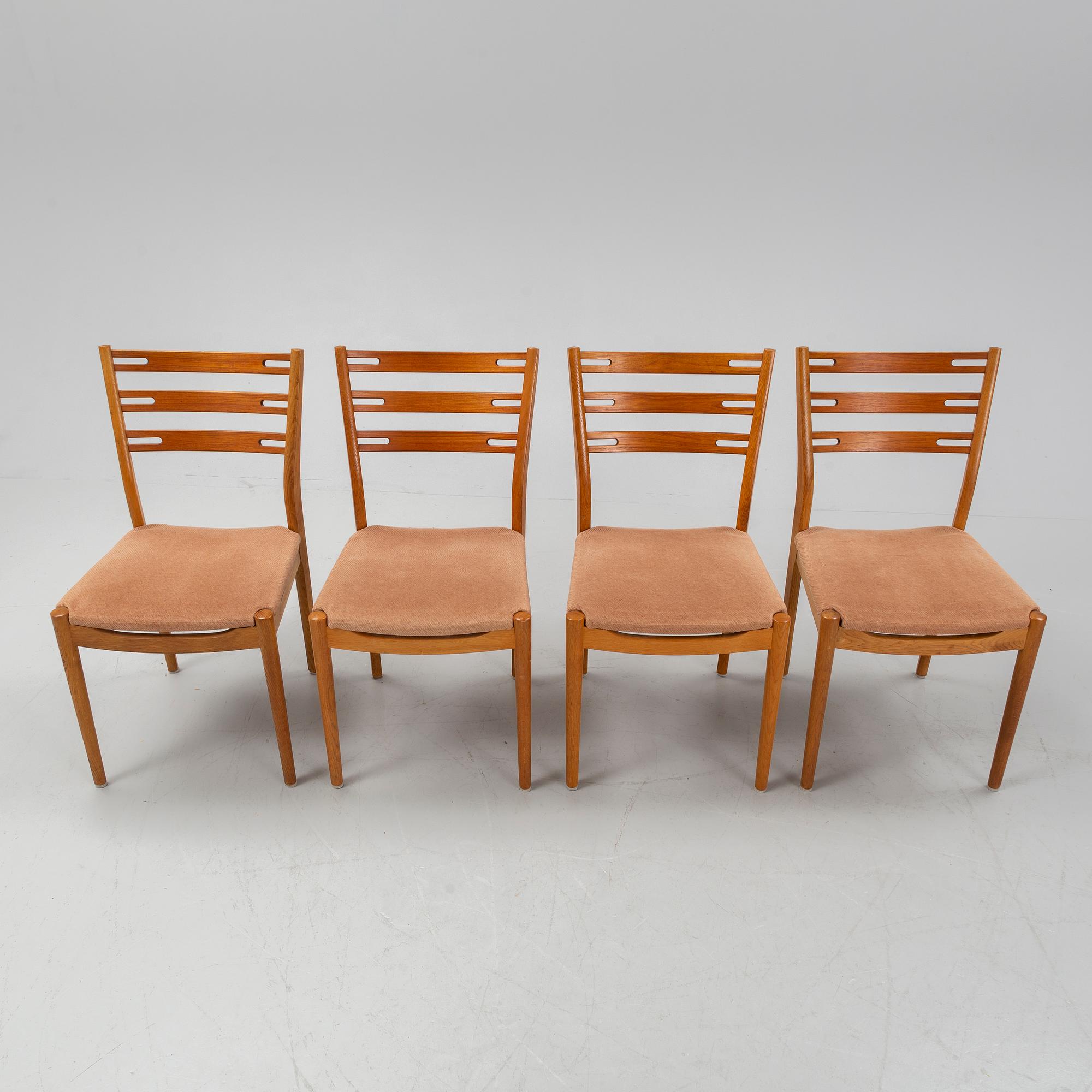 Helge Sibast, A set of four oak and teak chairs, Sibast Furniture, Denmark, mid 20th Century.