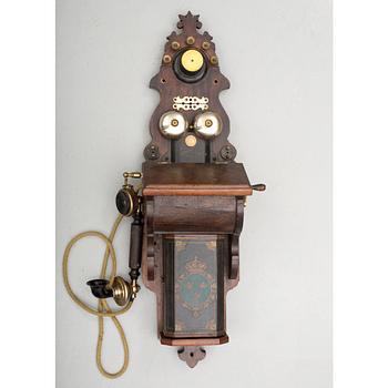 VÄGGTELEFON, LM Ericsson & Co, Stockholm, omkring år 1900.