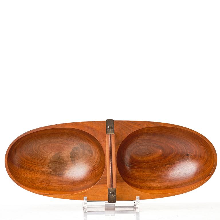 Carl II Auböck, a mahogany nut bowl and a  nutcracker, Carl Auböck workshops, Vienna Austria, probably 1950's.