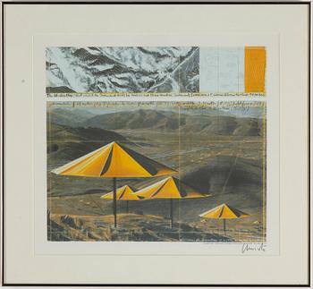 Christo & Jeanne-Claude,offset with a piece of fabric, signed.