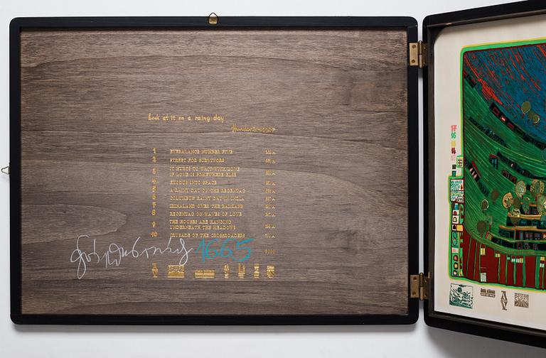 Friedensreich Hundertwasser, "Look at it on a rainy day (The Regentag portfolio)".