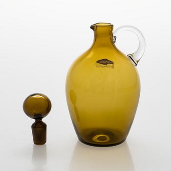 Saara Hopea, glass carafe with five liqueur glasses model 2501 for Nuutajärvi. Design year 1959.