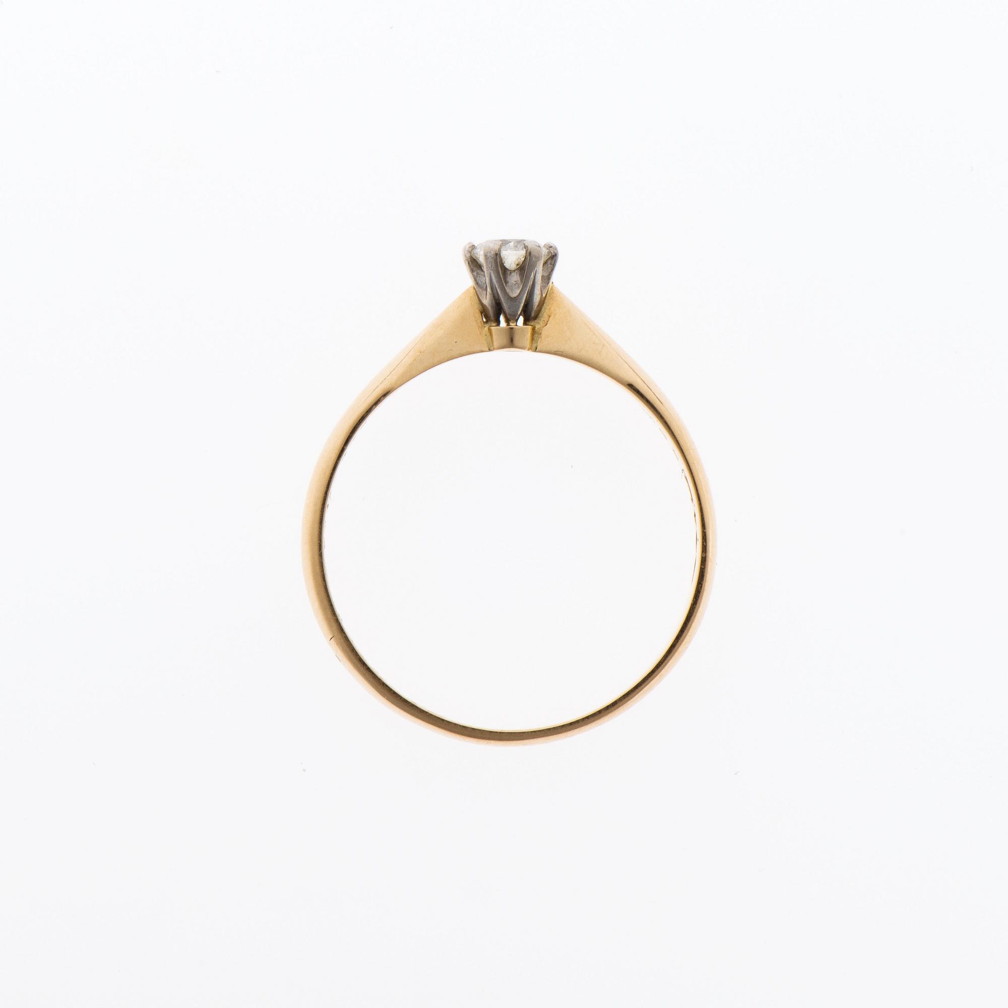 RING, 14K guld, briljantslipad diamant 0,25 ct, Kultakeskus, Tavaastehus.