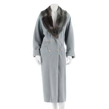 676. CERRUTI, a light blue woolblend coat. Size 36.