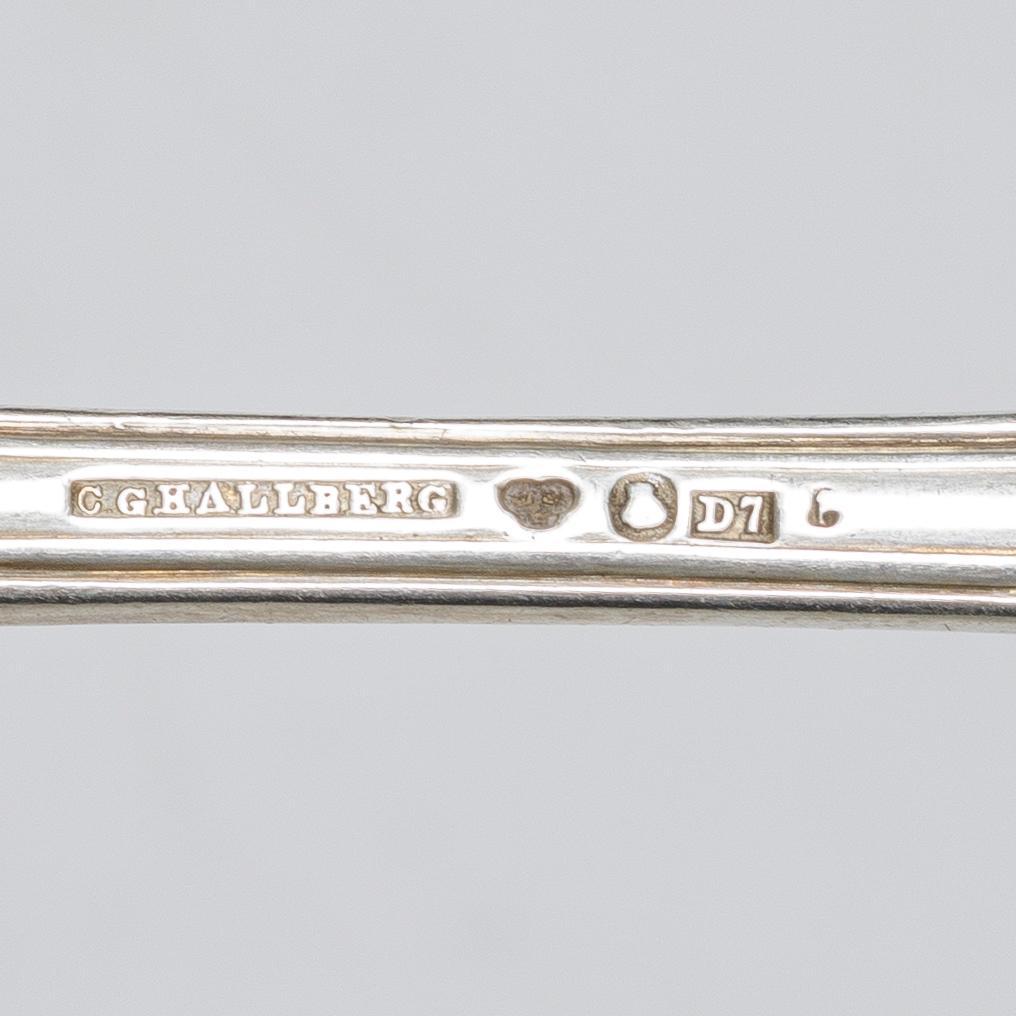 A set of 39 pieces of 'Olga' silver flatware, 1810s - 1860s, Sweden.