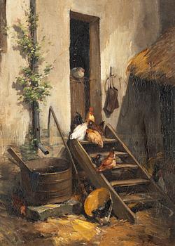 Alexandre Defaux, Kökstrappa med höns.