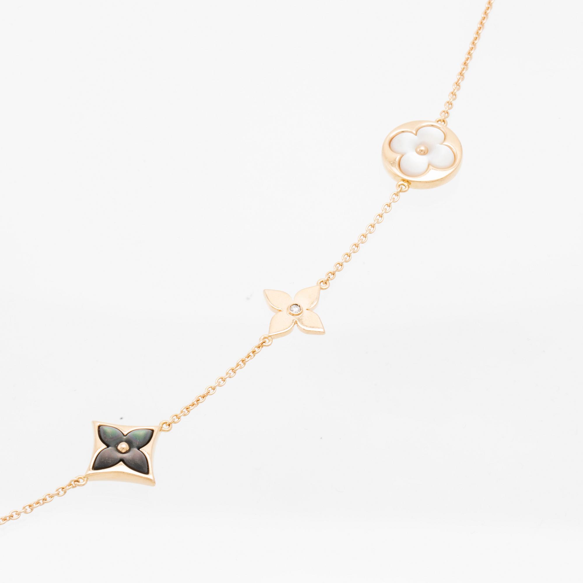 Louis Vuitton, "Blossom Sautoir" Necklace in 18K Rose Gold with Diamonds and Mother-of-Pearl.