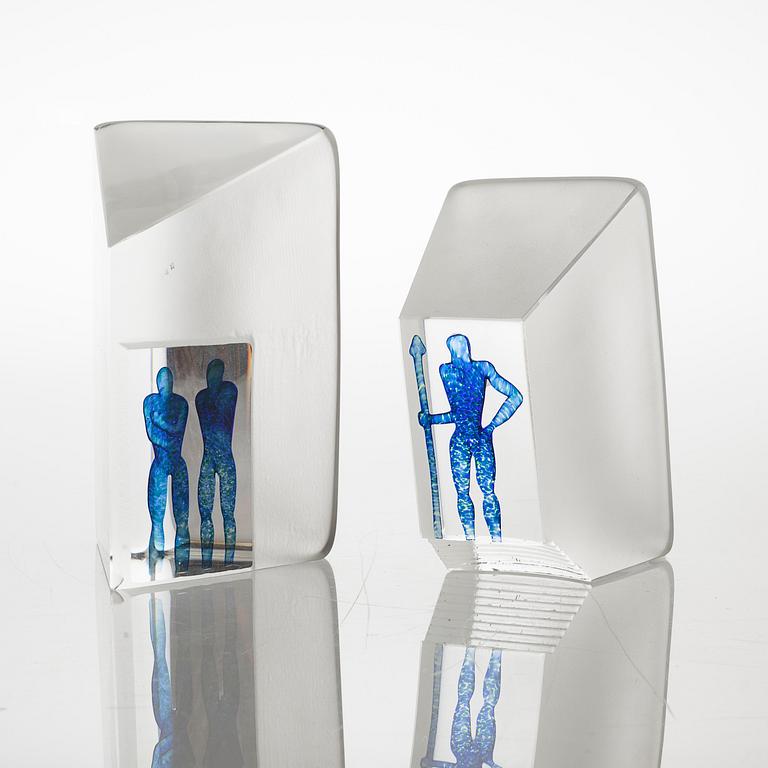 two glass objects for Kosta Boda, signed.