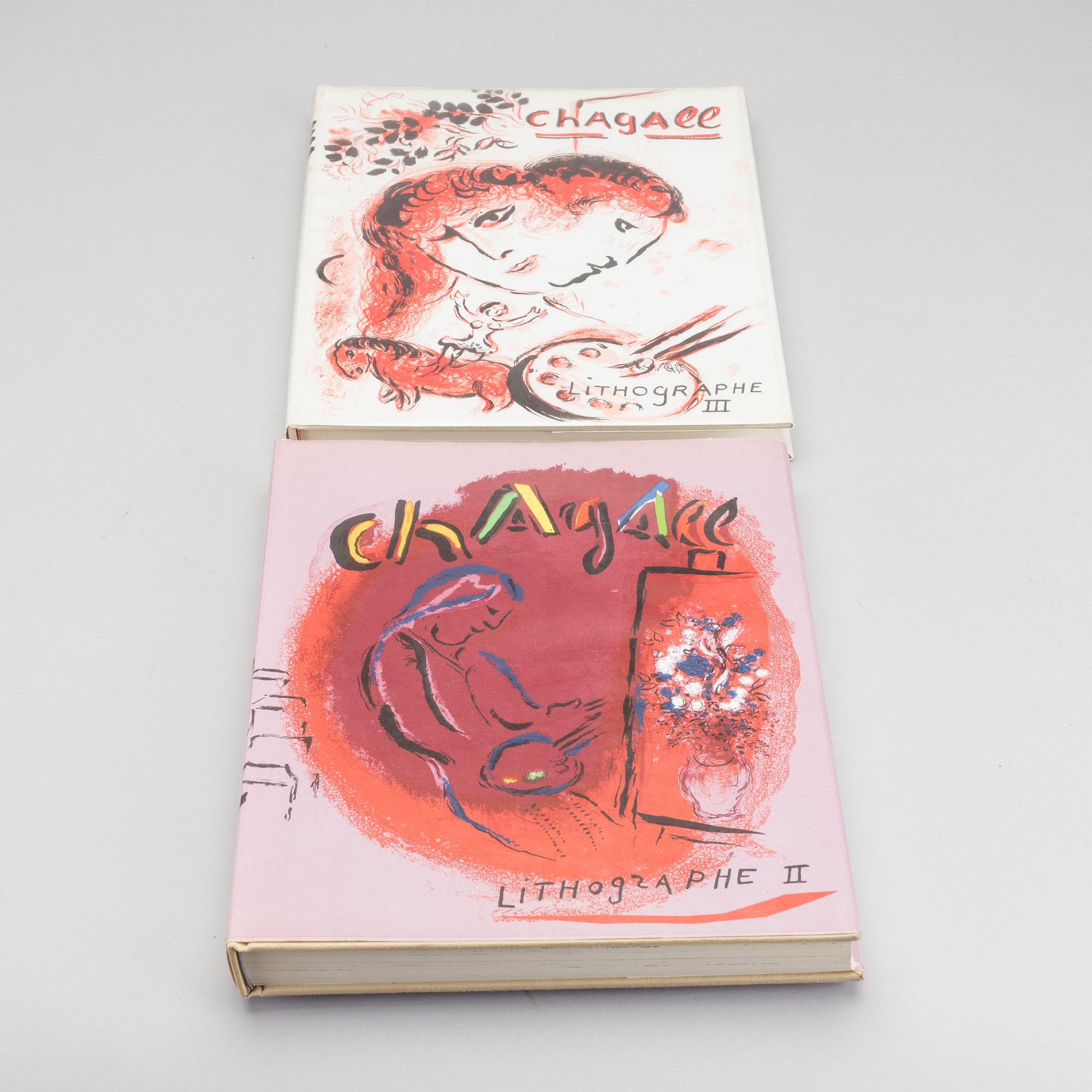 BÖCKER, "Chagall Lithographe II, 1957-62" & "Chagall Lithographie III, 1962-1963". 12 + 2  litografier.
