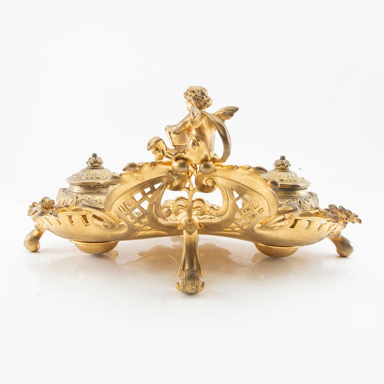 Inkstand in the Louis XV style, late 19th century.