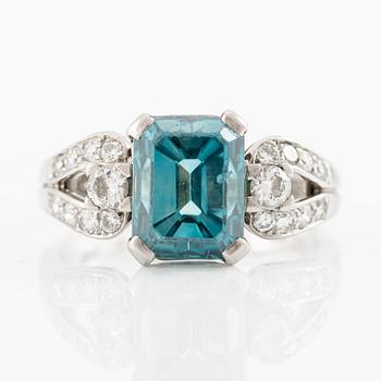 W.A. Bolin ring in palladium with a zircon and round brilliant-cut diamonds.