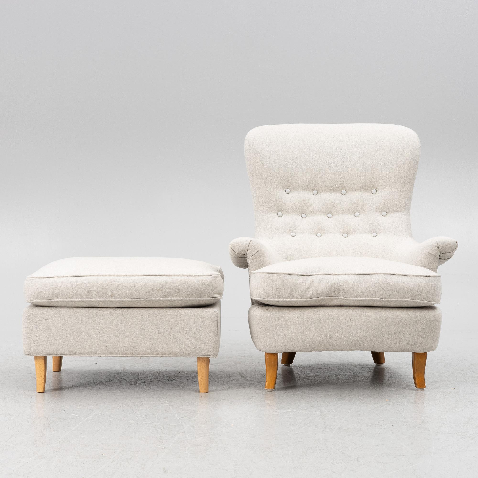Carl Malmsten, an armchair with footstool, "Solo", second half of the 20th century.