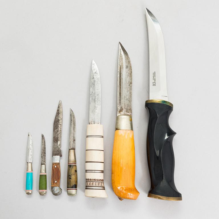 A set of ten 20th century Finnish and Swedish puukko knives.