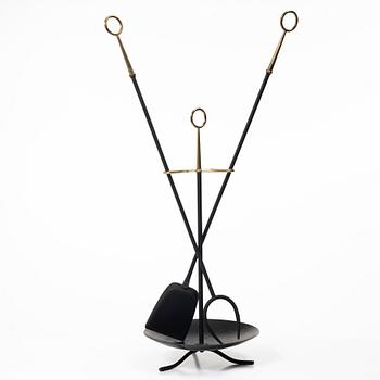 Gunnar Ander, Fire utensils on a stand, Ystad Metall, second half of the 20th century.