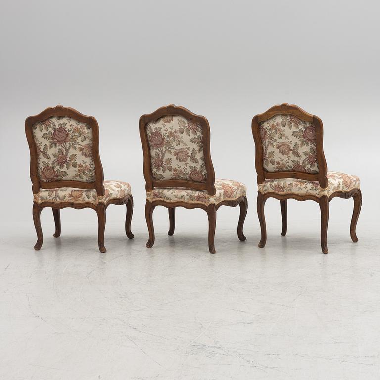 A set of three Louis XV chairs a chassis by Louis Cresson (master in Paris 1738-61).