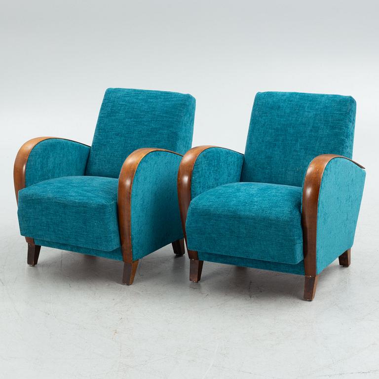 Armchairs, a pair, 1930s/40s.