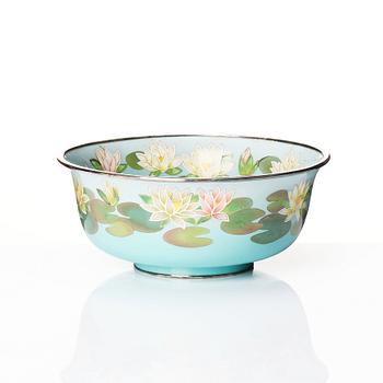Skål, cloisonné och silver. Japan, 1900-tal.
