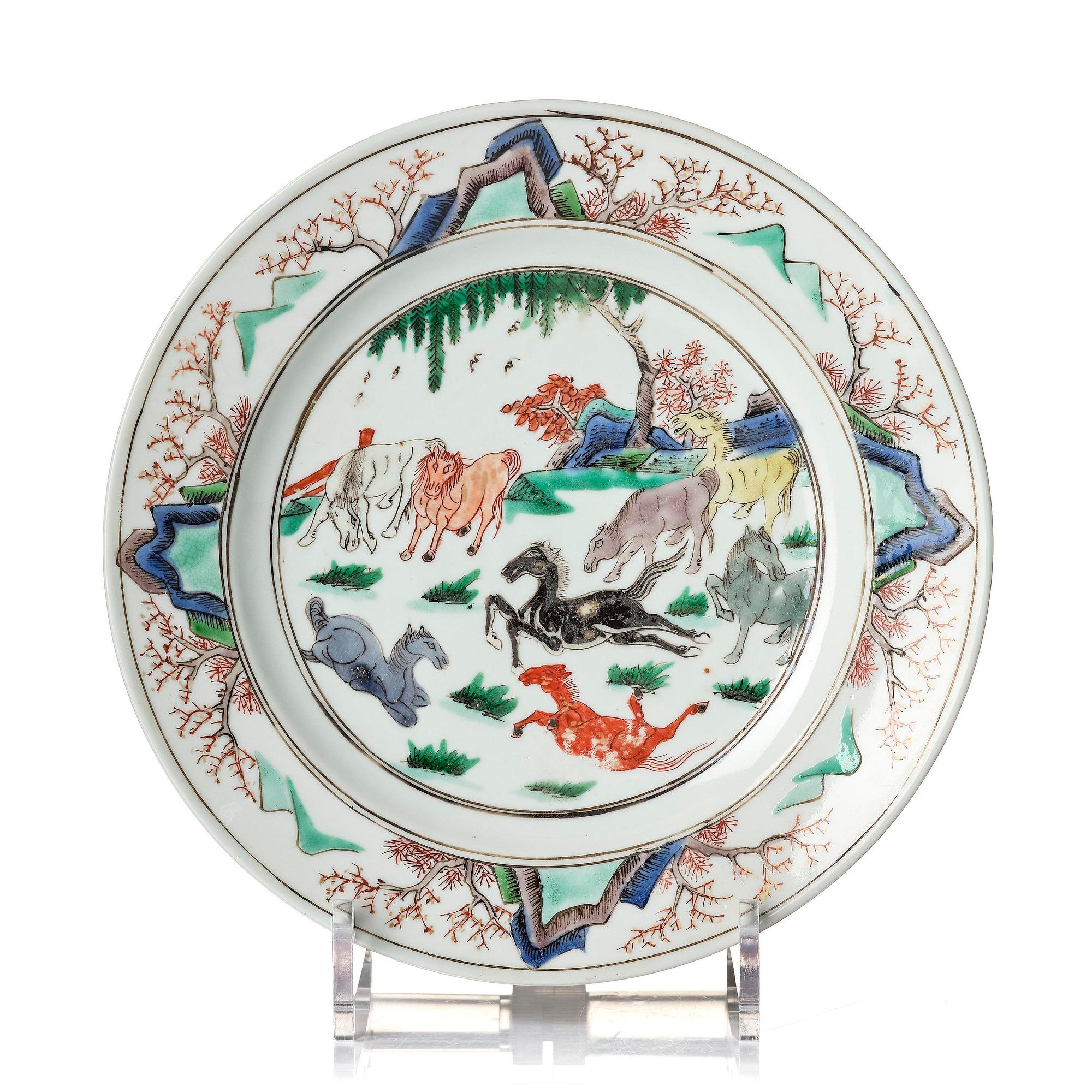 Tallrik, porslin. Qingdynastin, Kangxi (1662-1722).