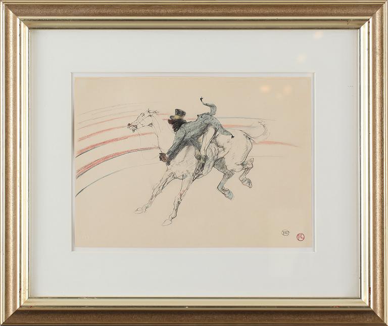 HENRI DE TOULOUSE-LAUTREC, efter, mapp med 17 st litografier, "Au Cirque", Librarie de France, 1900-tal.