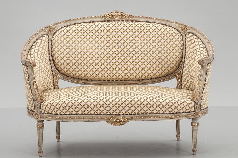 MÖBELGRUPP, fem delar, Louis XVI-stil.