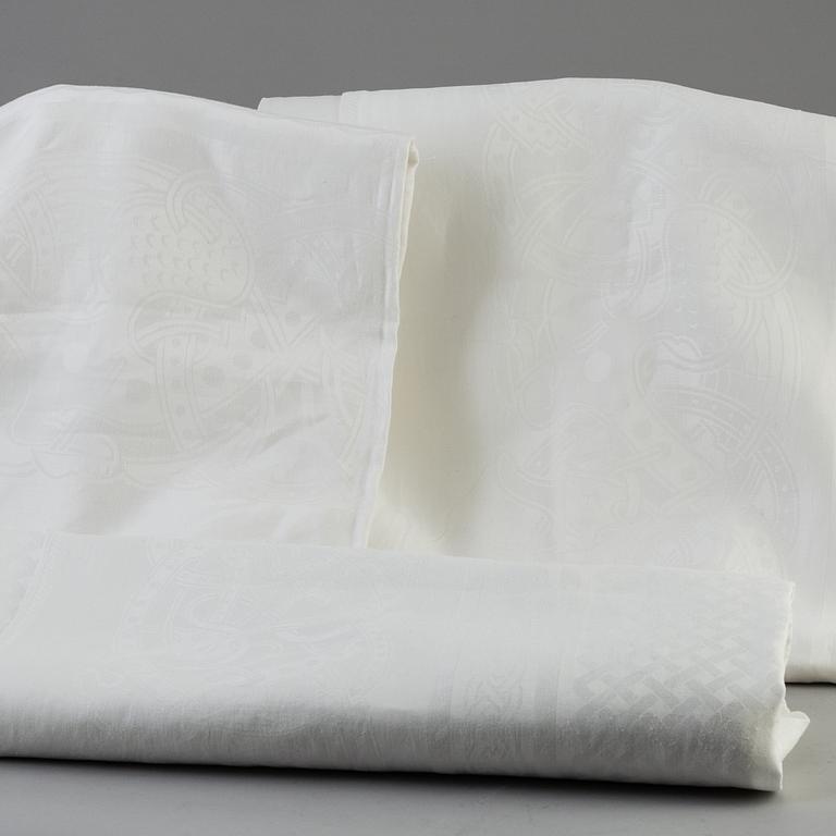 SIGNE SOHLMAN, after, 3 tabelcloths,  Linen damask. Early 20th century.