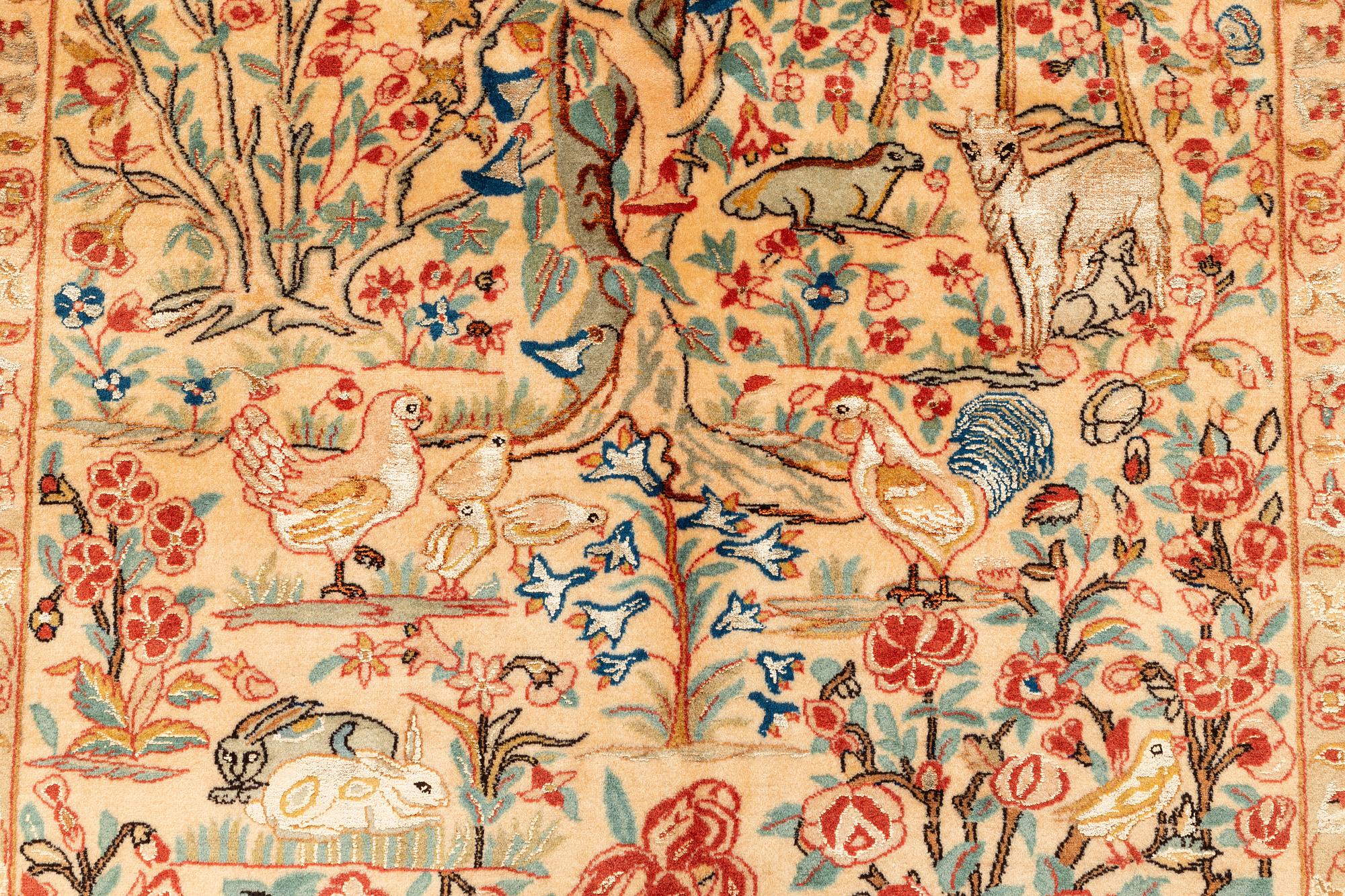Matta, old Teheran part silk, ca 216 x 136 cm.