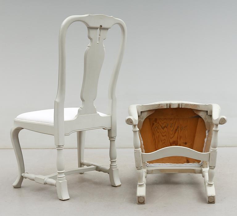 STOLAR, 6 st, rokokostil, 1900-talets mitt.