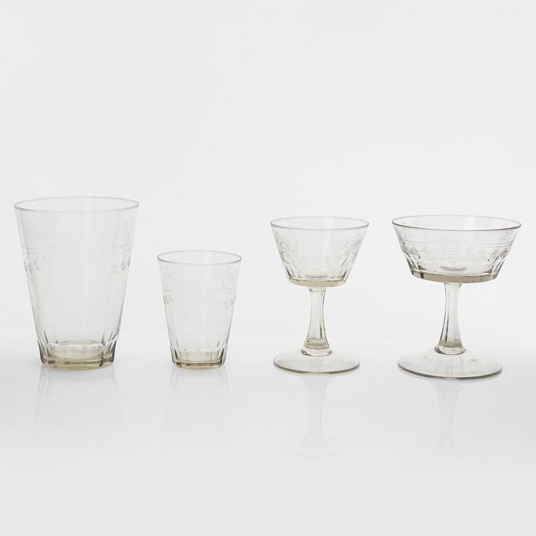 A 102-piece 'Margareta' glass service, Eda glasbruk, 1943-53.
