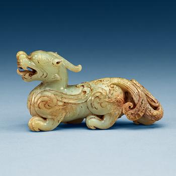 1464. An archaistic nephrite Qilin, presumably late Qing dynasty (1644-1912).