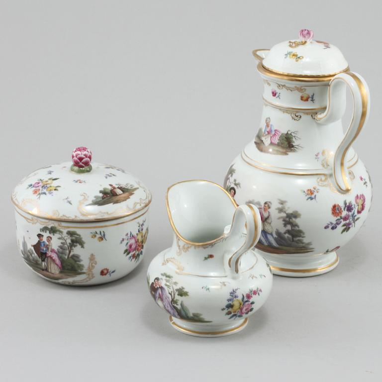 KAFFESERVIS, 13 delar, porslin, Meissen, 1900-tal.