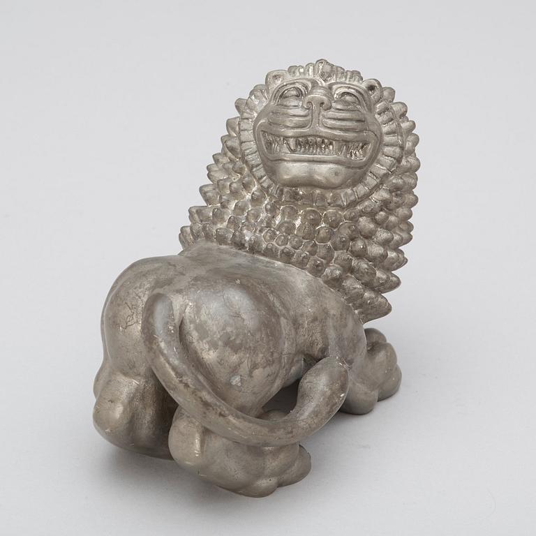 An Anna Petrus pewter sculpture of a lion, Svenskt Tenn, Stockholm 1920's-30's.