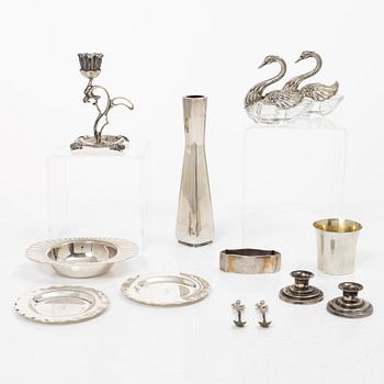 Bordstillbehör, 13 delar, silver, olika tillverkare bl.a. C.G.Hallberg och GAB.