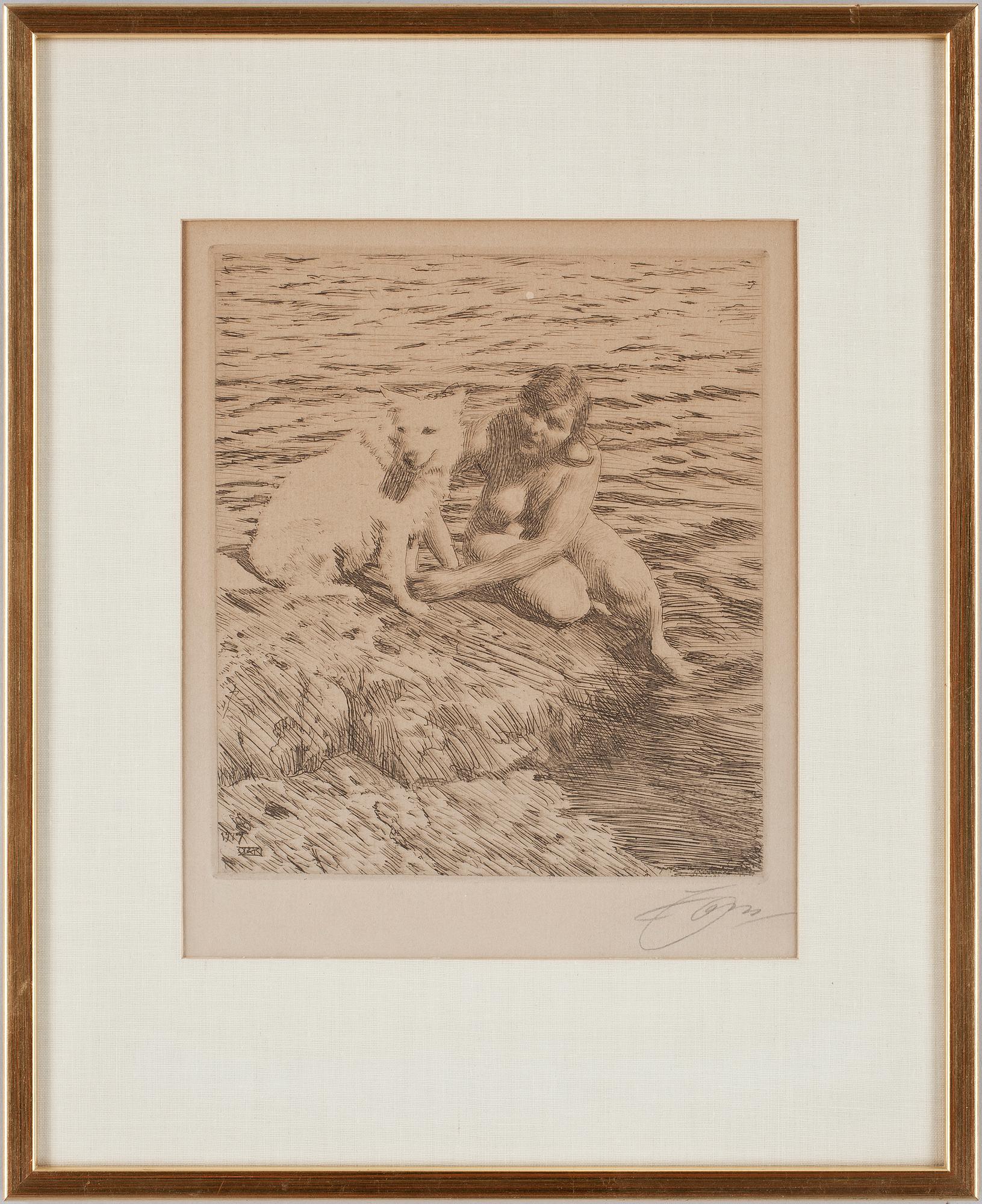 ANDERS ZORN, etsning. Sign.