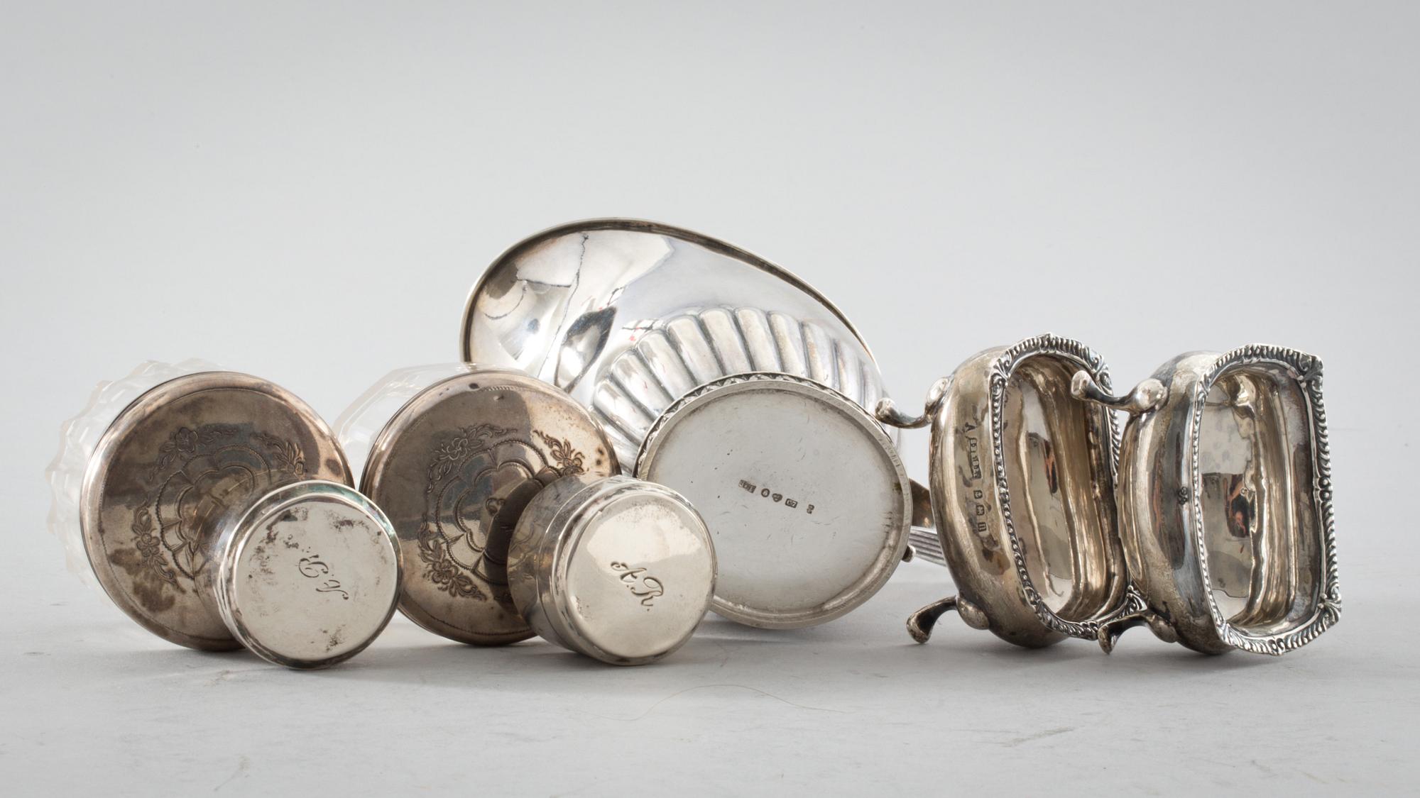 PARTI SILVER, 7 delar, 1800 och 1900-tal, vikt ca 220g.