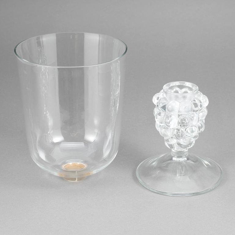 GLASOBJEKT/LJUSSTAKE, tvådelad, glas, Lalique, 1960-tal.