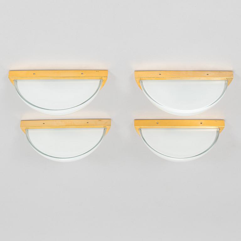 A set of four late-20th century wall lights, Glashütte Limburg, Germany.