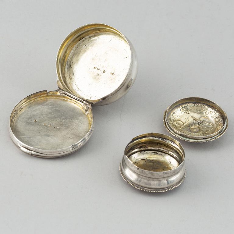 Two swedish silver boxes, 18-19th century.