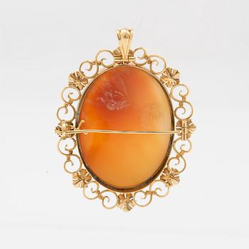 Brooch/Pendant 18K gold and shell cameo, Stockholm 1952.
