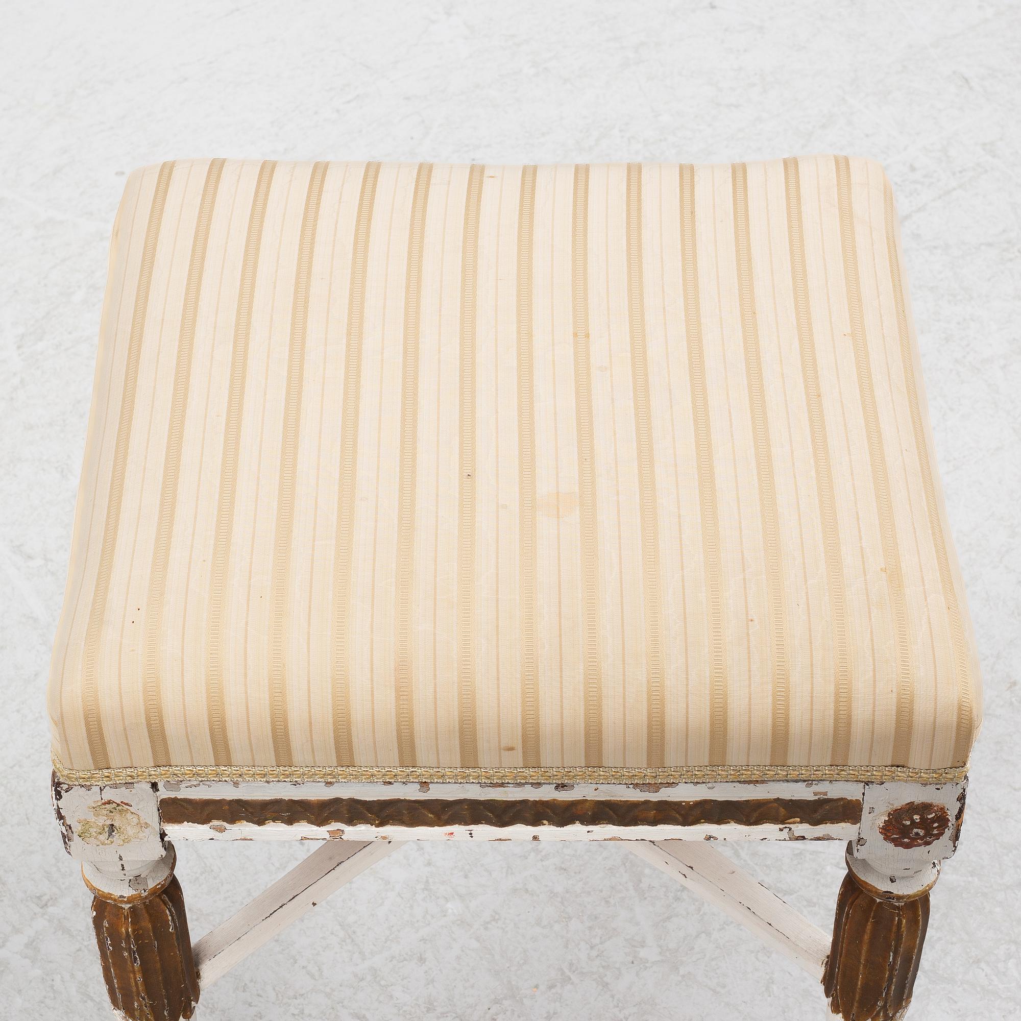 A late Gustavian stool, late 18th century.