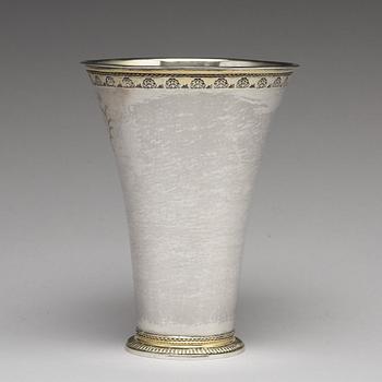 A Swedish 18th century parcel-gilt silver wedding-beaker, mark of Johan Soderdahl, Soderkoping 1770.