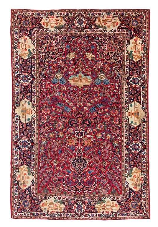 SEMI-ANTIQUE KASHAN. 197,5 x 132,5 cm.