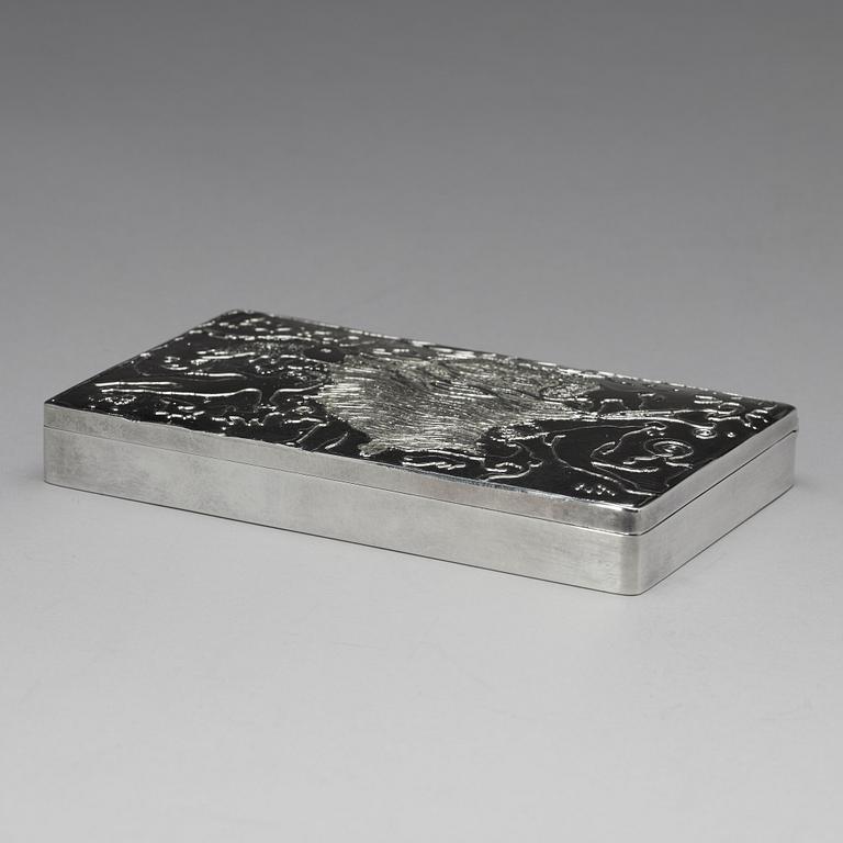 Olle Ohlsson, a sterling silver cigarette box, Stockholm 1974.