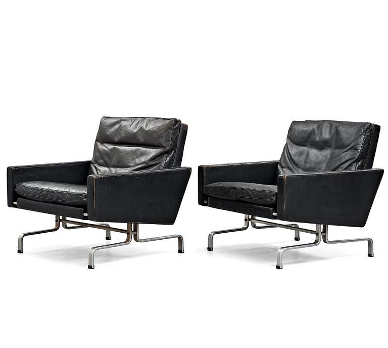 Poul Kjaerholm, a pair of "PK31" easy chairs, edition E Kold Christensen, Denmark 1960's.